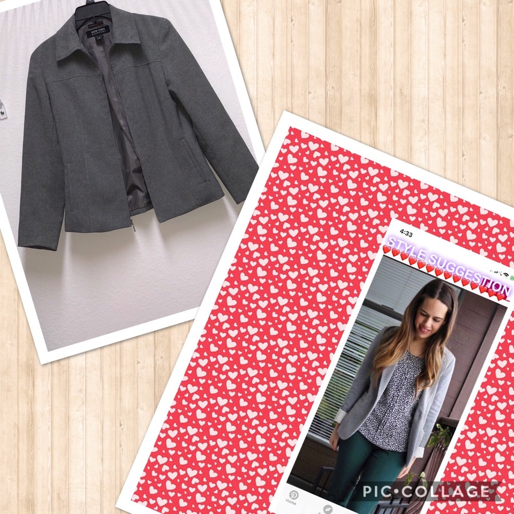 🦋Zippered Grey Blazer